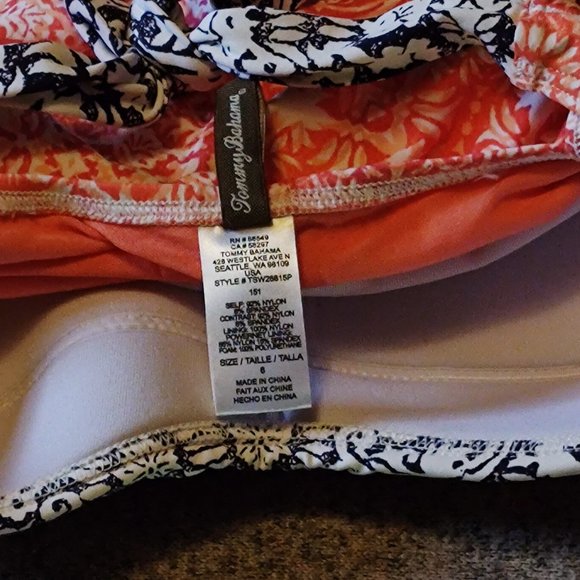 Tommy Bahama Coral Medallion Long Sleeve Rash Guard w/ Bandeau Swimsuit - Picture 5 of 8